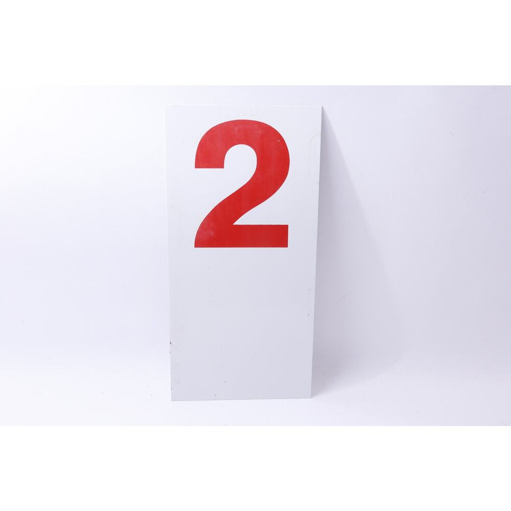 Metal Gas Station, Sign Numbers, No 2, No 6, Red White, Double Sided, Lucky